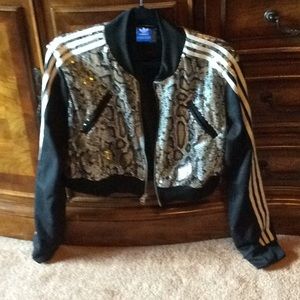 Adidas sequin crop jacket XL